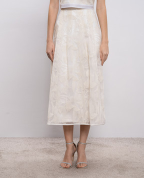 Peserico White midi skirt with embroidery A0501303701