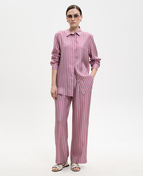 Asceno Pink Aurelia striped silk pants B035F04C506