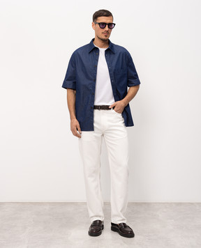 Givenchy Blue shirt with logo embroidery BM617Q517D