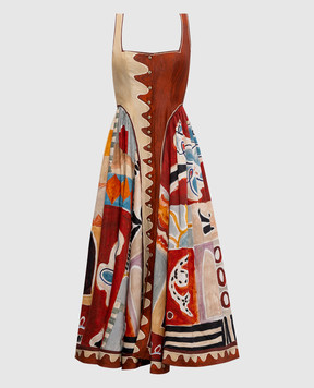 Alemais Michelle dress in branded linen print 6040D