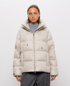 Peserico Beige down jacket with brand patch S24134D01945