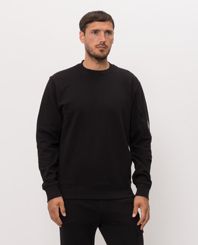 C.P. Company Black sweatshirt with logo patch MSS713A005086W
