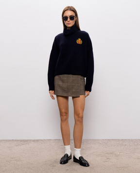 Sporty & Rich Navy NY Crest wool sweater WS06485243BL106