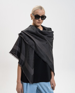 Twinset Black scarf in woven logo pattern 261TA4270