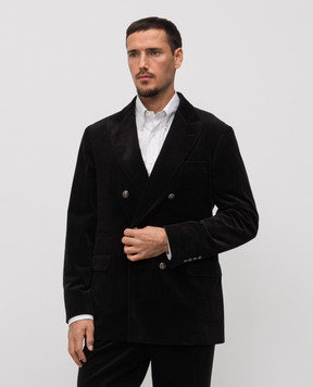 Brunello Cucinelli Black double-breasted corduroy jacket MY4997BPD2