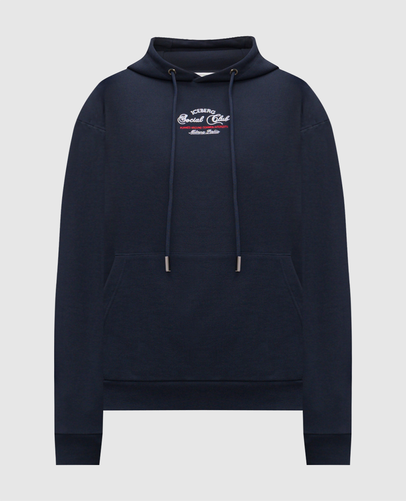 Blue hoodie with logo embroidery
