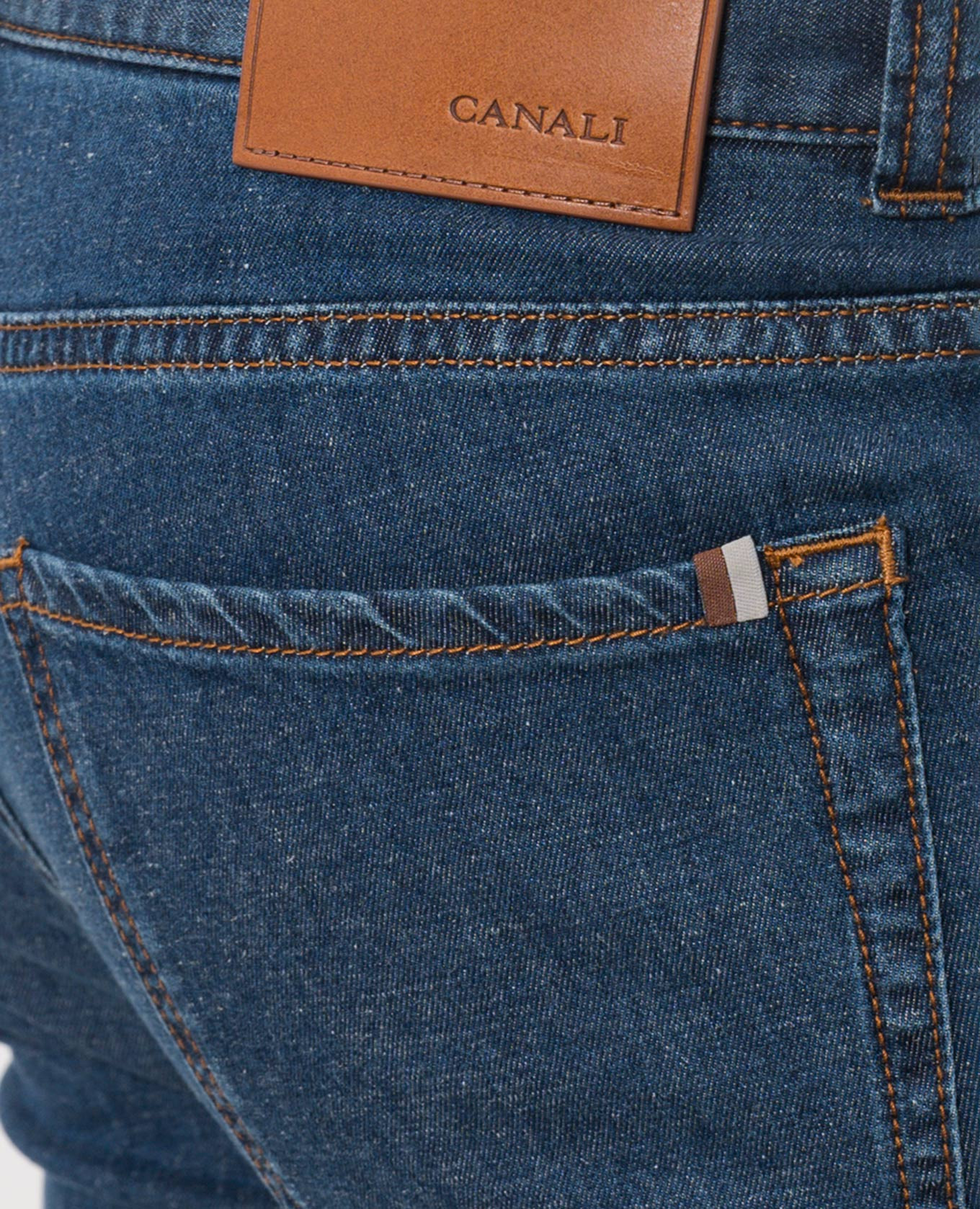 Blue slim jeans with logo patch Canali 5