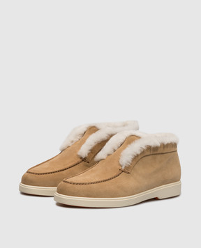 Santoni Beige suede deserts with fur WUYA58457TISAPFR