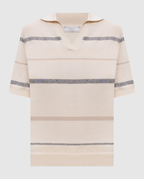 Peserico Beige striped polo shirt A99092F149173M