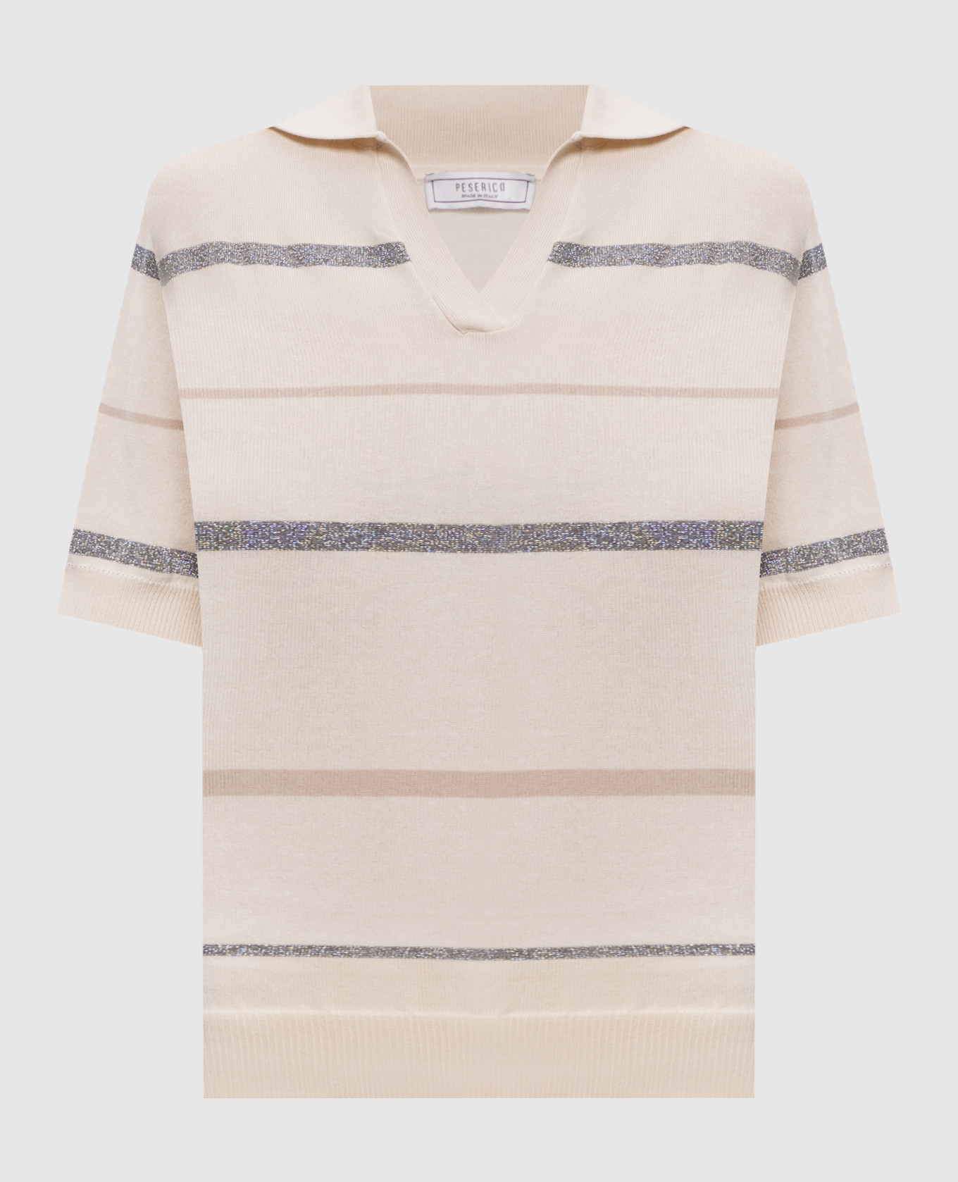 Beige striped polo shirt