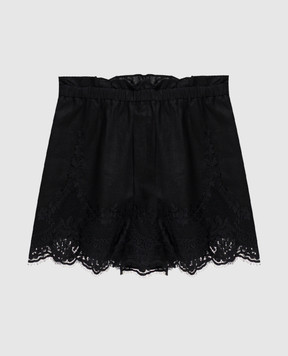 Twinset Black linen shorts with lace 261TT2183