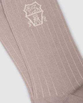 Brunello Cucinelli Beige socks with logo pattern MCS93561