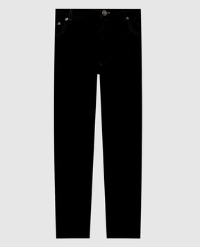 Brunello Cucinelli Black corduroy pants with logo patch M280NF1012
