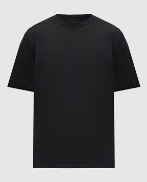 Stefano Ricci Black silk T-shirt with logo embroidery MNH6105150DJ0011