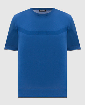 Stefano Ricci Blue T-shirt with monogram logo pattern K616448G10F26115