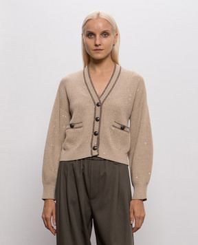 Brunello Cucinelli Beige cardigan with sequins MDV745806