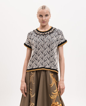 La DoubleJ Top with textured pattern and applique PUL0366KNI198VA470