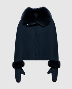 Yves Salomon Army Blue down jacket with fox fur 25WYV05866DOTM