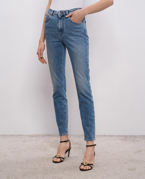Dolce&Gabbana Blue skinny jeans with logo patch FTC67DG8OC7