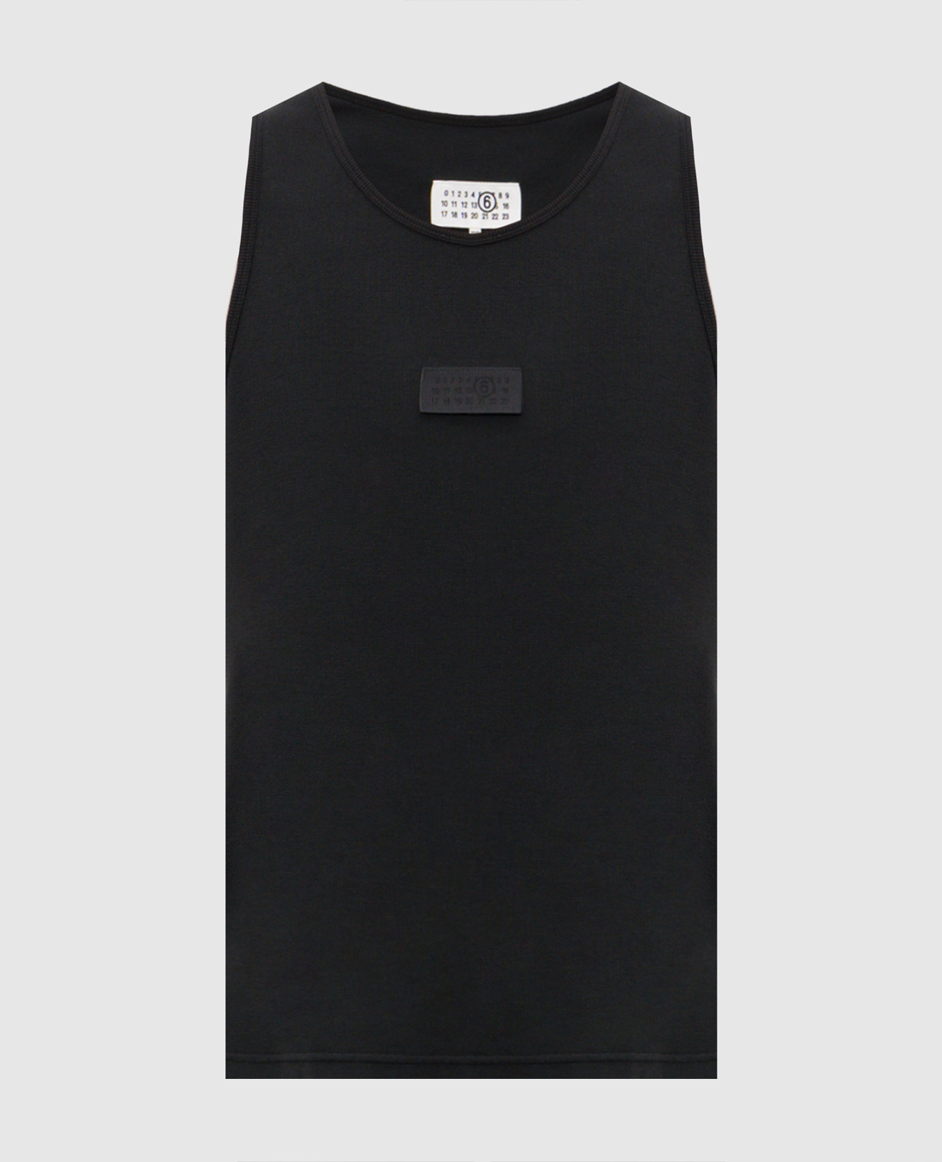 Black ribbed T-shirt with logo patch