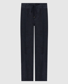 Peserico Blue linen pants R54274T00D02494
