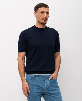 Pini Parma Blue T-shirt with contrast trim TSHIPROFBL