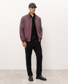 Stefano Ricci Black cashmere and silk polo shirt K606428P30F26316