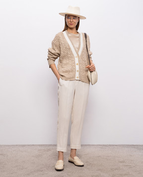 Brunello Cucinelli Ivory linen pants MH126P7197