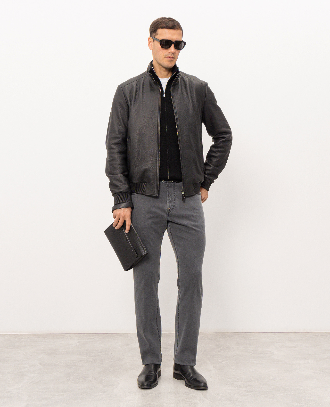 Grey jeans with logo patch Stefano Ricci 2
