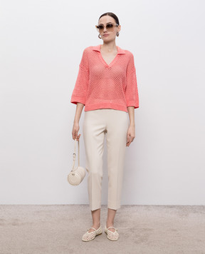 Peserico Pink openwork pullover with polo collar S99146F0509110