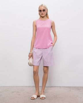Peserico Purple striped shorts with cuffs P0458307786