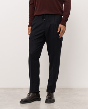 Peserico Navy blue wool cargo pants R54275W02710