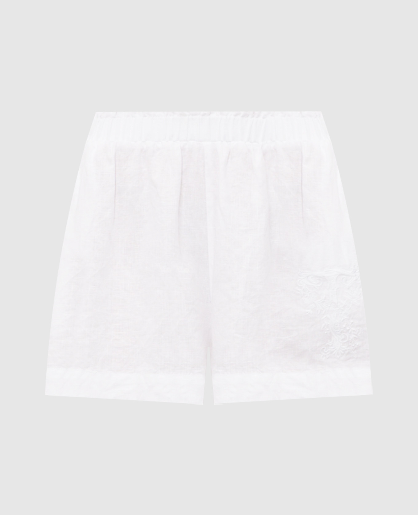White linen shorts