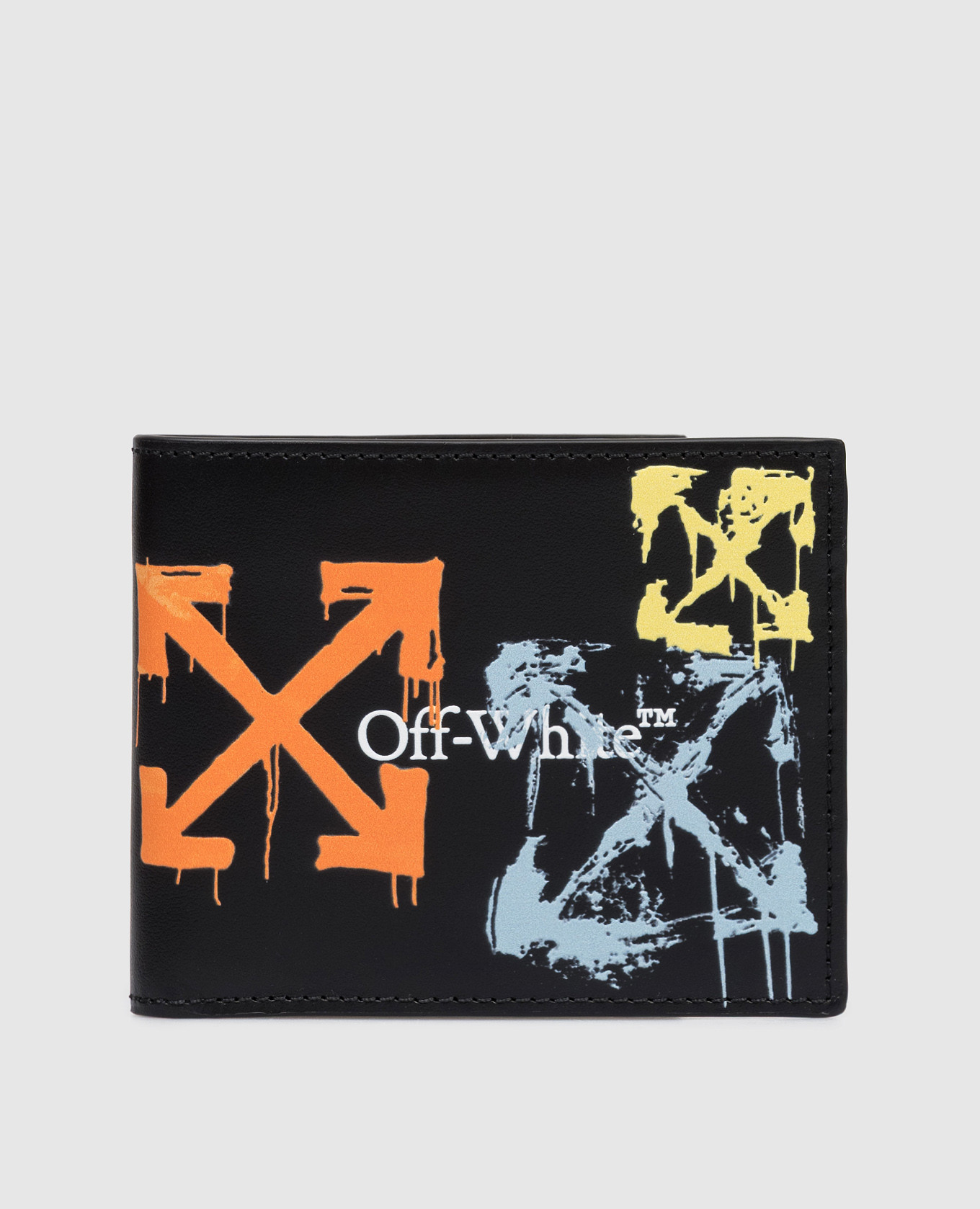 

Black leather wallet with emblem print and logo Off-White