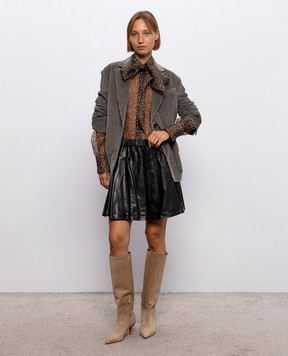 Brunello Cucinelli Dark brown leather skirt M0CTNG4098