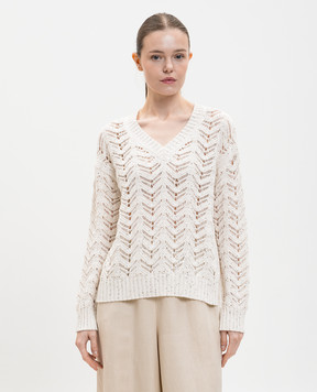 Max Mara White FELINO pullover with sequin pattern MSTFELINO