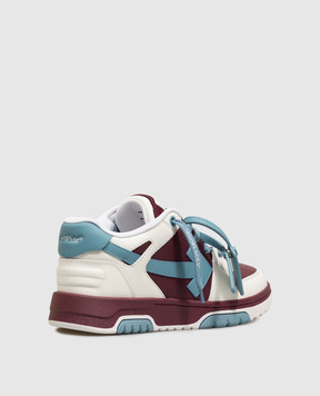 Off-White Out Of Office Kids Burgundy Leather Sneakers with Logo Patch OF06017210