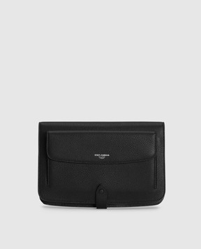 Dolce&Gabbana Black leather clutch with logo print BM2770A0370