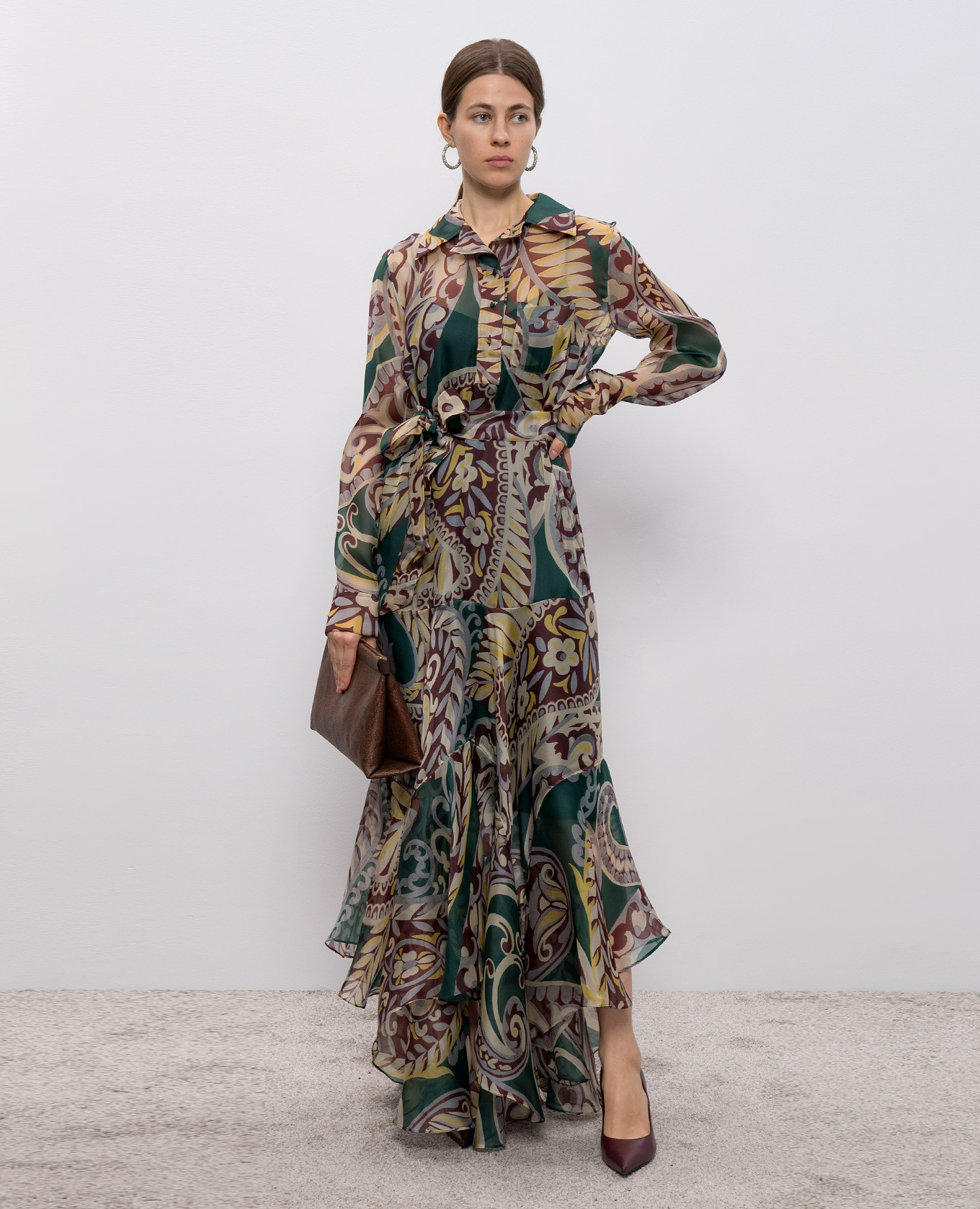 Floral print silk maxi shirt dress Etro 2