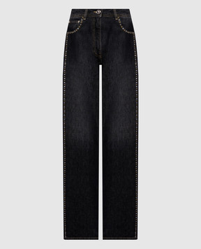 Versace Black jeans with logo patch 10224521A16477