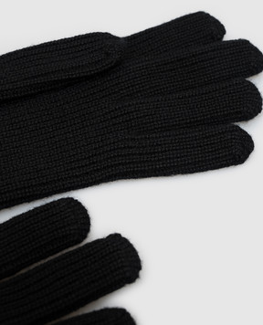 Moncler Black wool gloves with logo patch L20913A00007A9342