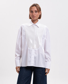 Dondup White shirt with sequins DC501CF0200DXXXW
