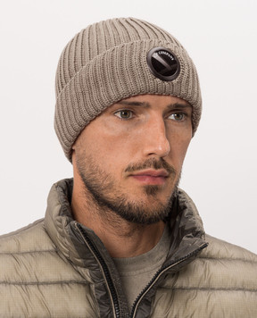 C.P. Company Grey wool hat with logo patch MAC739A005509A