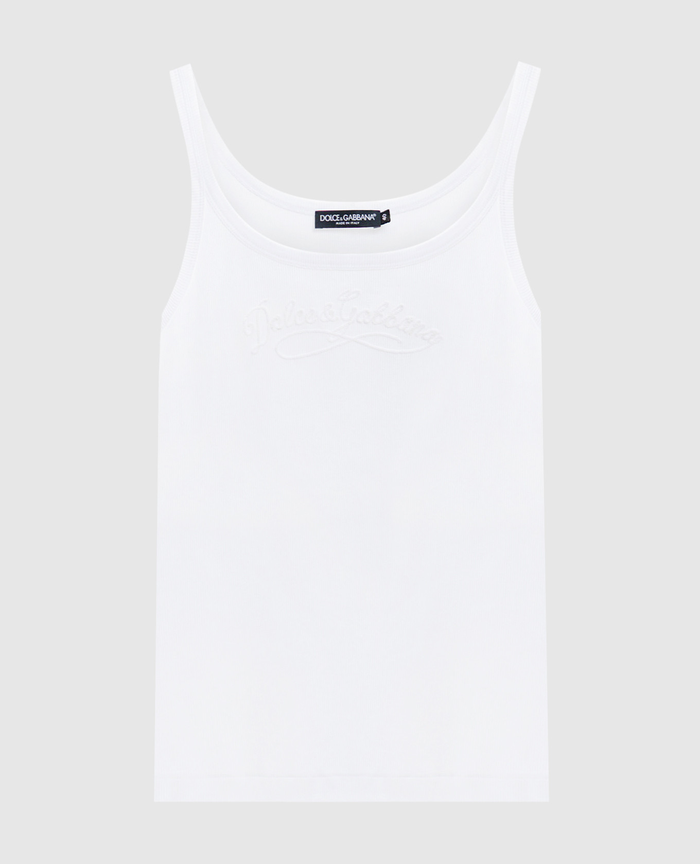 

White ribbed top with logo embroidery Dolce&Gabbana
