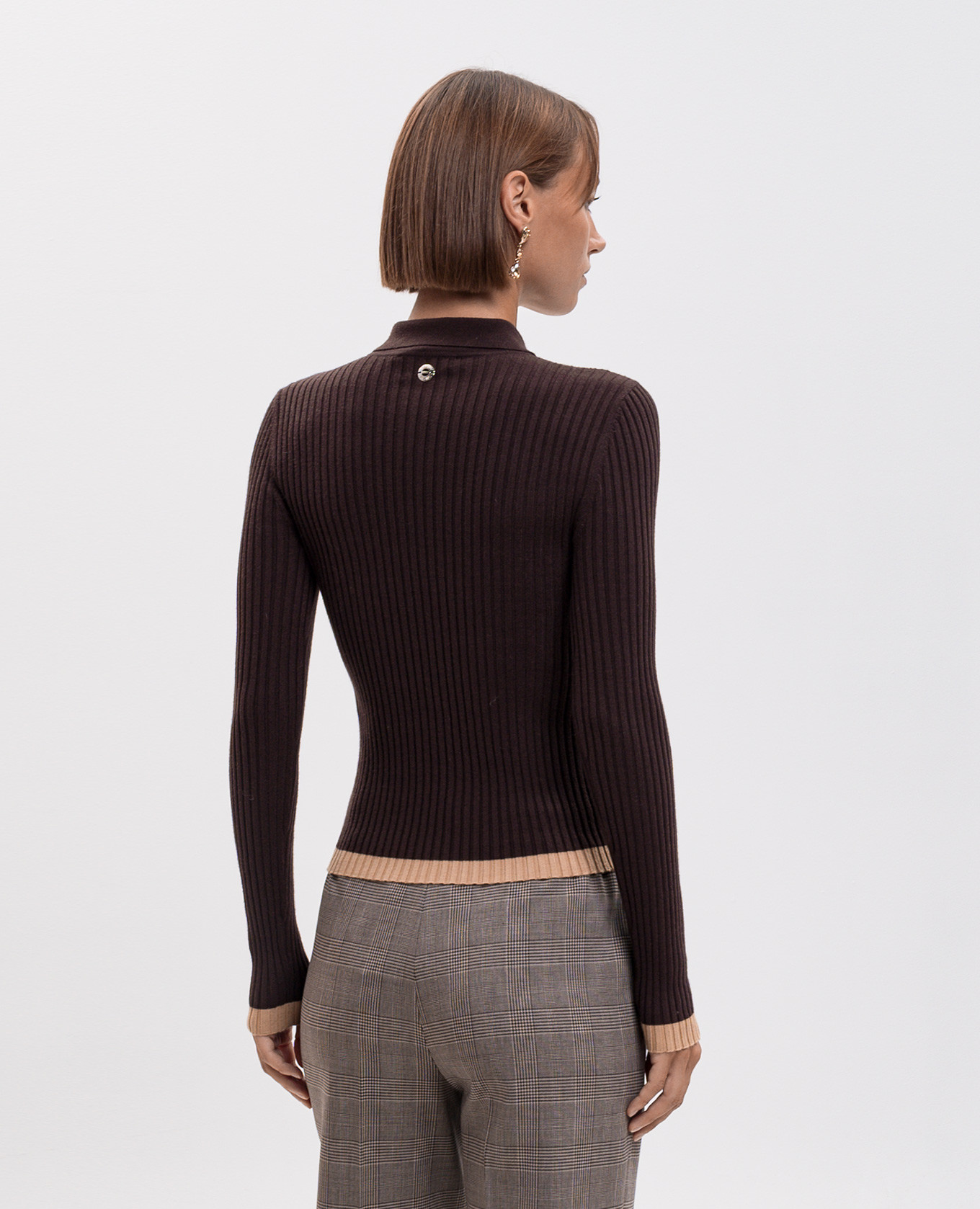 Brown polo with piping Twinset 4