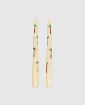 Les Ottomans Set of white Palm candles CAN02