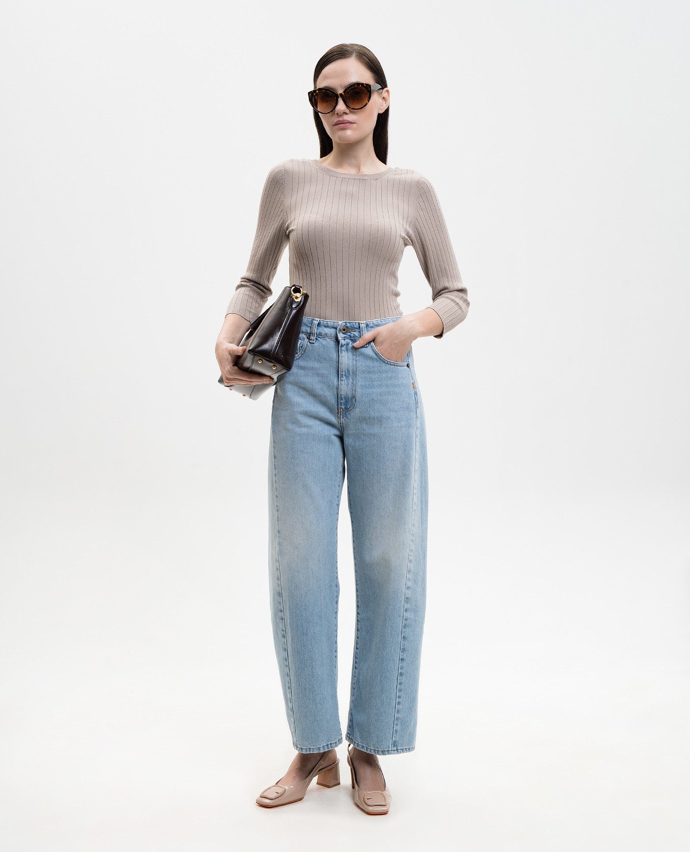 Beige ribbed top Solotre 2