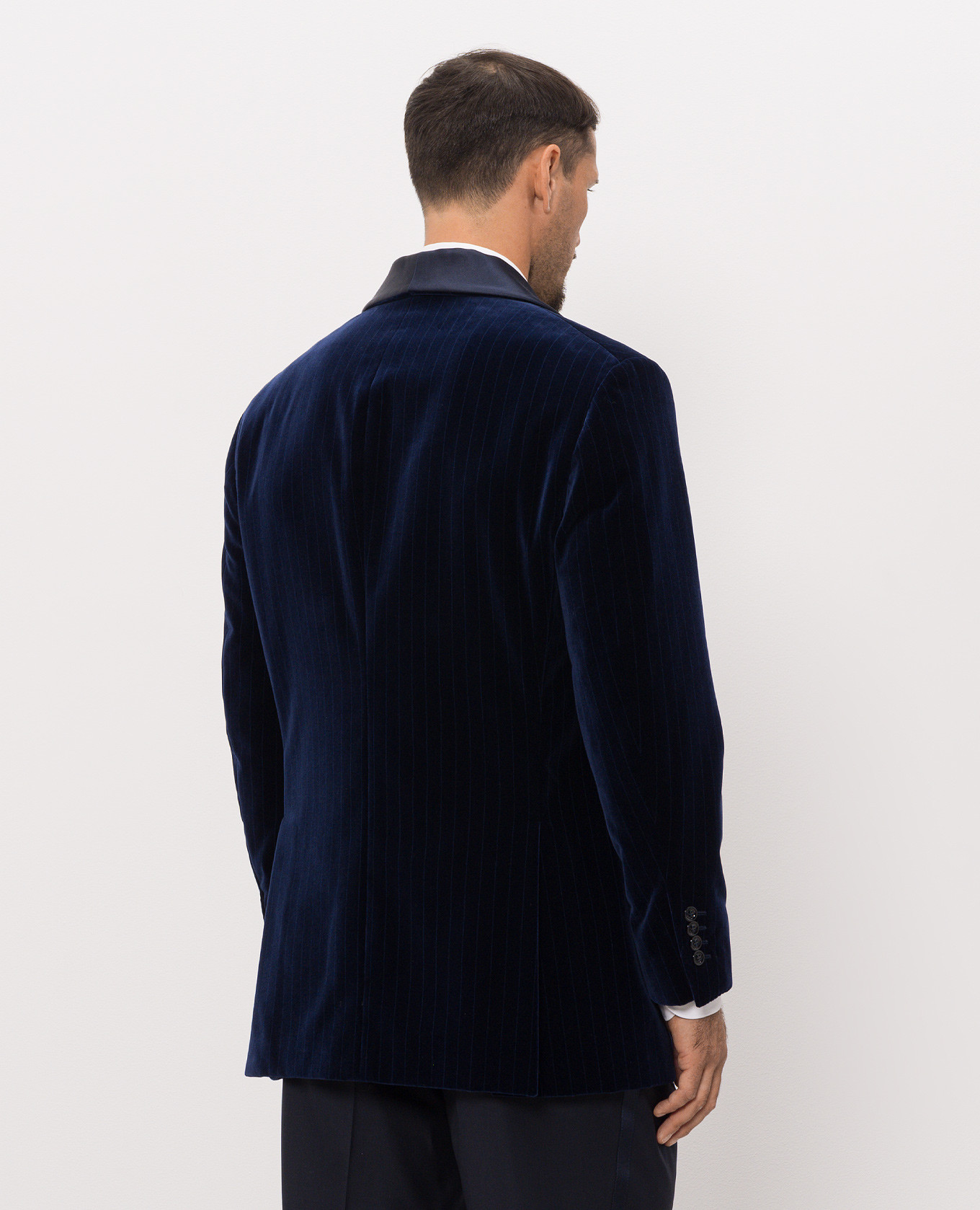 

Blue velvet striped tuxedo jacket Brunello Cucinelli