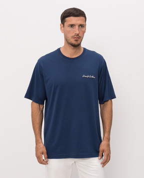 Dolce&Gabbana Blue T-shirt with embroidered logo G8PN9ZG7Q1W