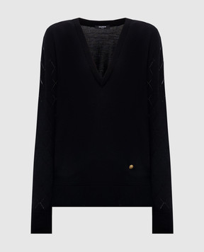 Balmain Black wool pullover HF1KB045KJ99